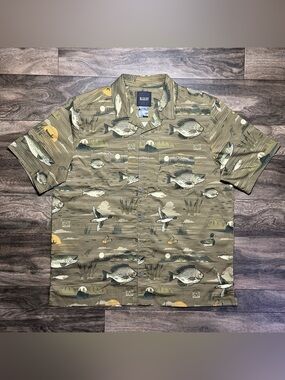 5.11 Tactical Adventure Print Shirt Mens Large Field Green Vent-Tac RAPIDraw EUC